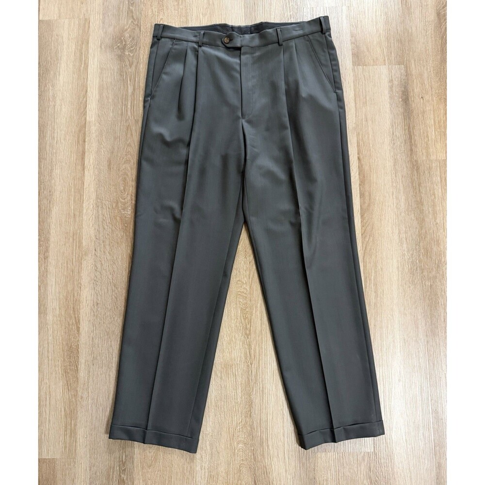 Abito Men’s Wool Front Pleat Dress Pants Dark Gray Cuffed Leg Men’s Size 38